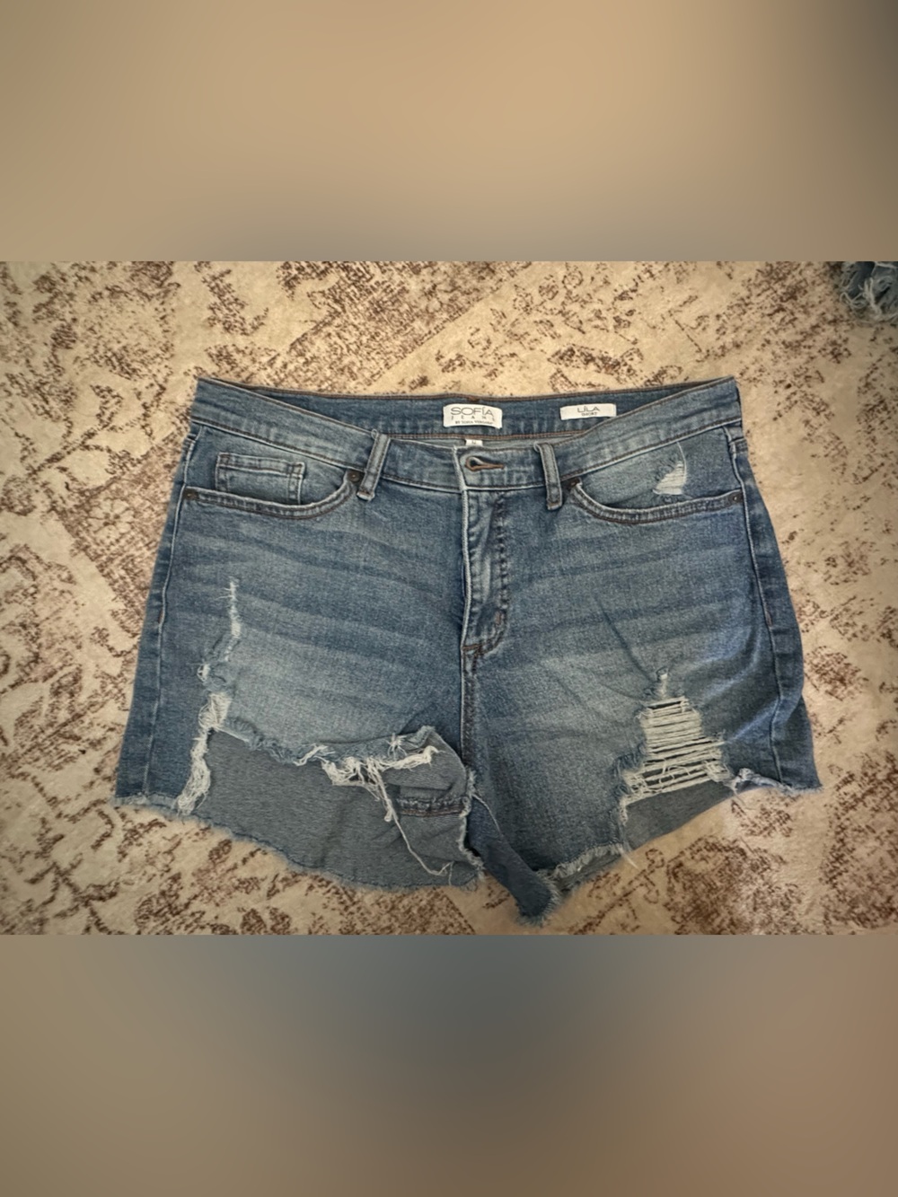 sofia by sofia vergara Distressed Denim Jean Shorts - Blue